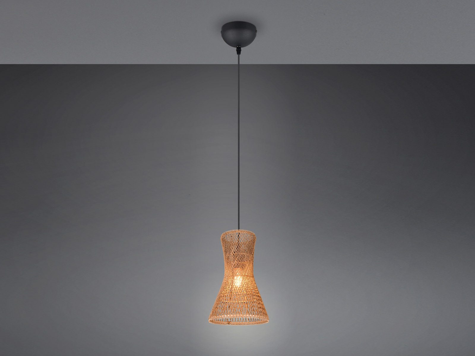 Reality Leuchten LED Pendelleuchte, Dimmfunktion, LED wechselbar, warmweiß, Klein-e Papier-lampe hängend Lampenschirm geflochten neben Bett Ø 20cm