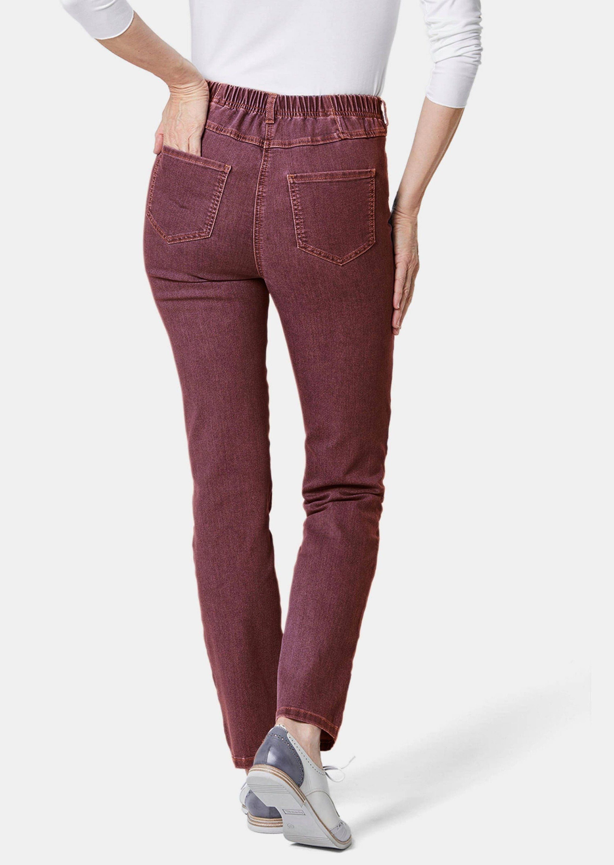GOLDNER Bequeme Jeans High-Stretch-Jeanshose Kurzgröße: Bequeme rostbraun