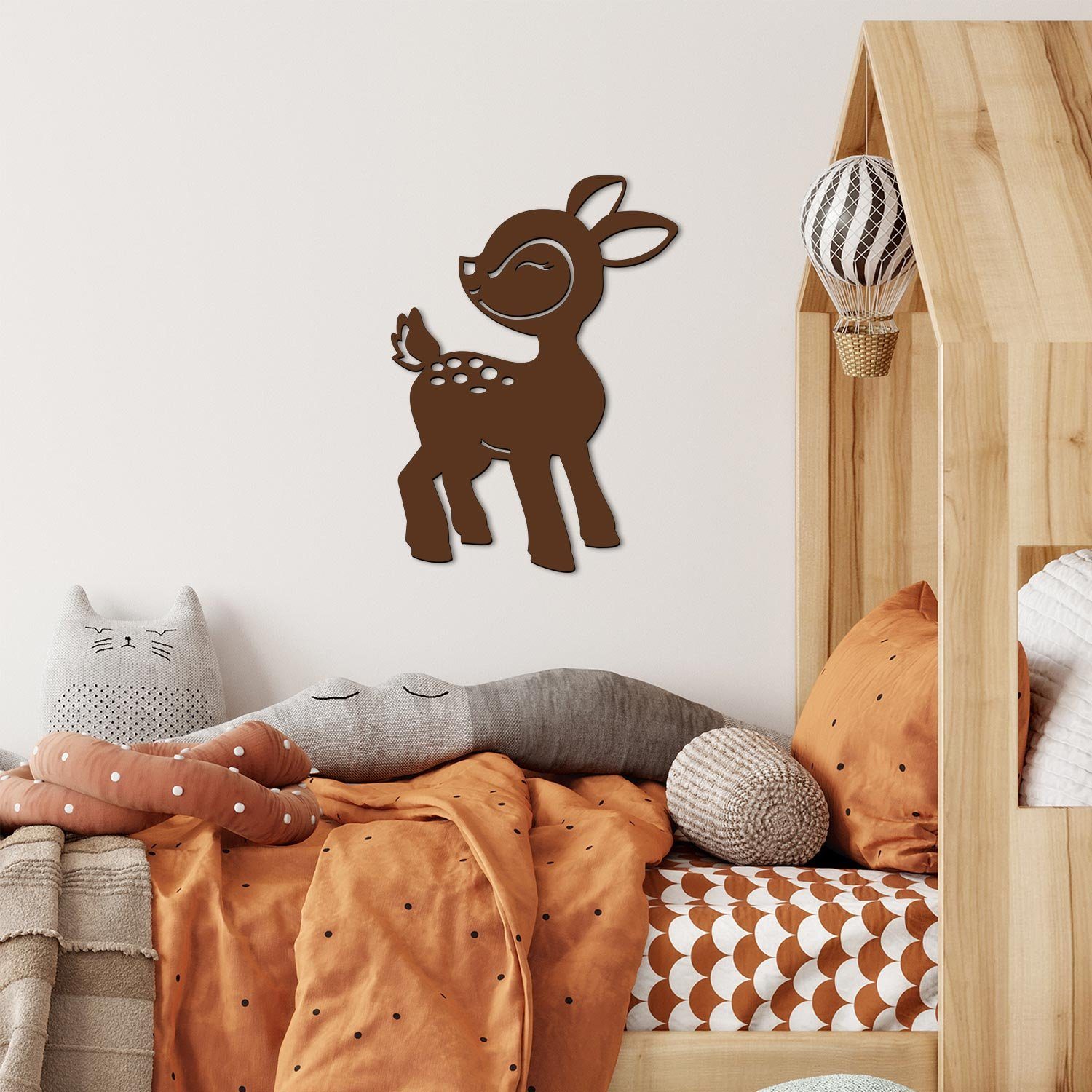 Namofactur LED Nachtlicht Rehkitz LED Nachtlicht aus Holz für das Kinderzimmer, LED fest integriert, Warmweiß