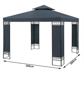 Casaria Pavillon Lorca, 3x3m Farbwahl UV-Schutz 50+ Wasserabweisend Stabil Robust Metall mit