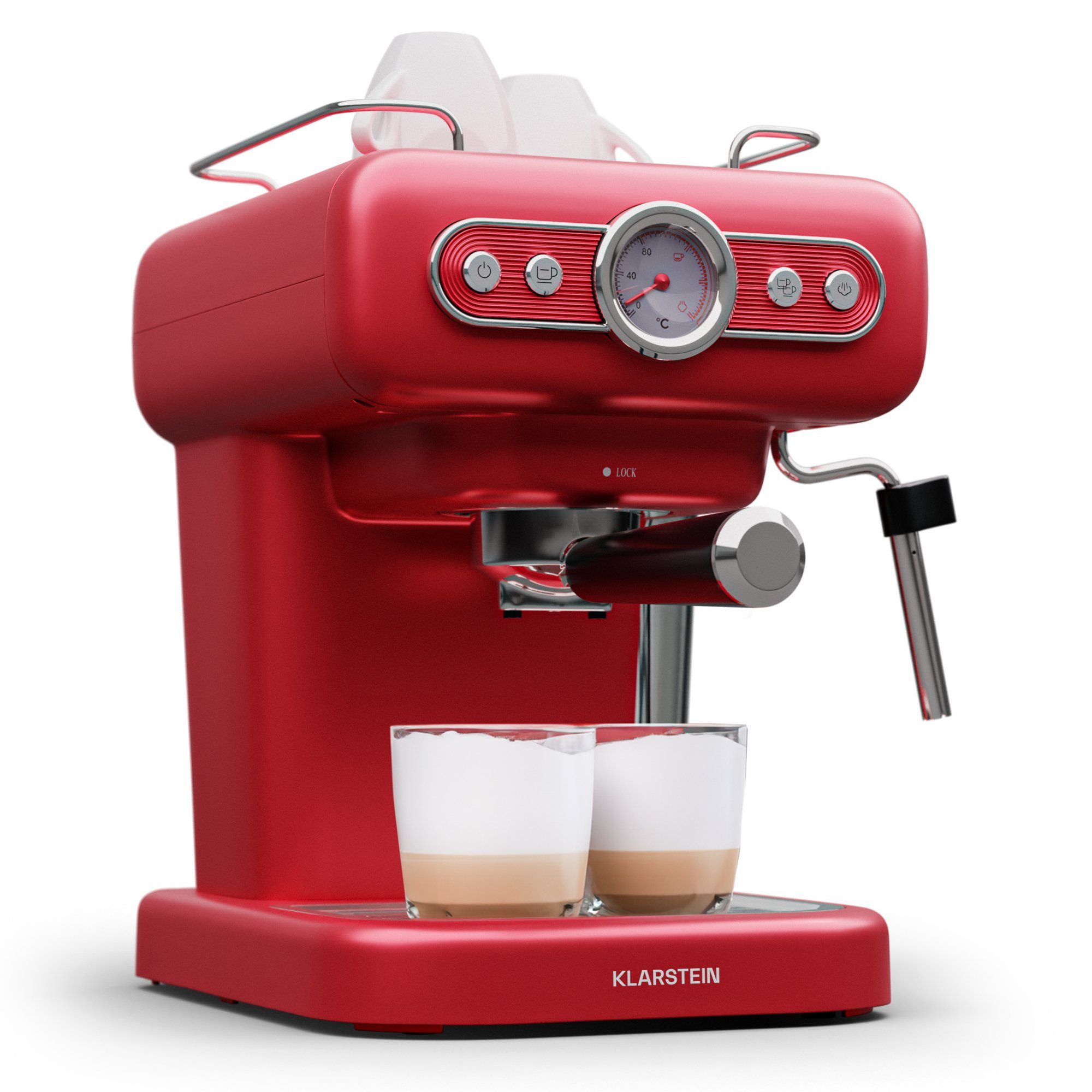 Klarstein Espressomaschine, 1.2l Kaffeekanne, Kaffeemaschine 950 W 19 Bar 2 Tassen