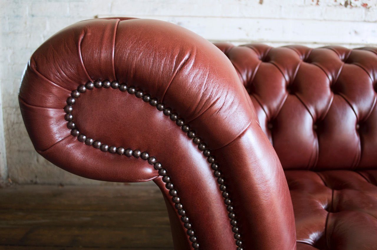 Sofort, Luxus Leder Teile, Couch Sitzer 1 Made Big Klassische 100% Chesterfield JVmoebel Chesterfield-Sofa 4 Europa in