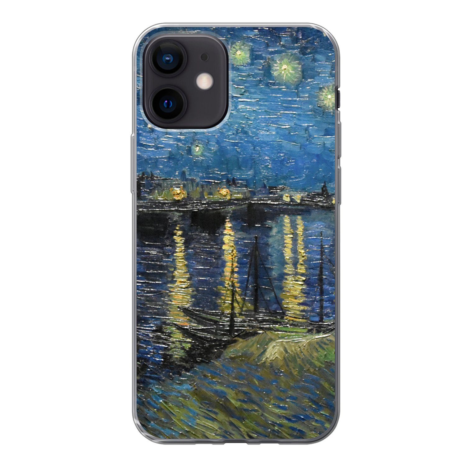 MuchoWow Handyhülle für Apple iPhone 12 Sternennacht über der Rhone - Van Gogh - Kunst, Smartphone-Bumper, Print, Handy Schutzhülle Dünn