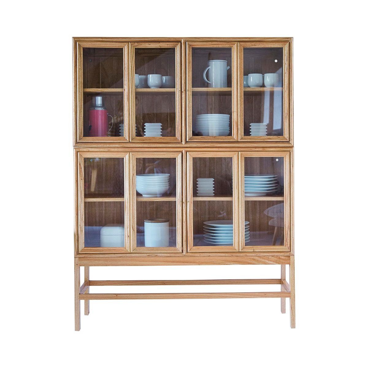 Tikamoon Buffet Doppelvitrine aus Mindiholz Massivholz 120 cm Geschirrschrank Buffet T