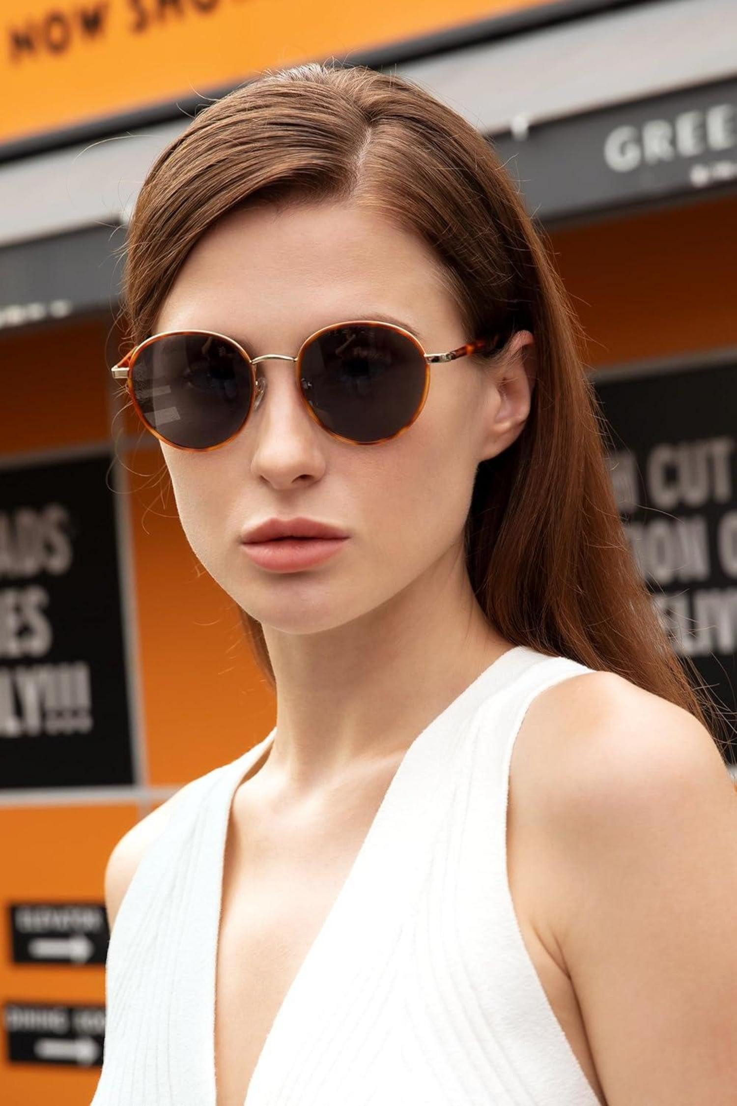 LuxusKollektion Retrosonnenbrille Vintage Runde Damen Sonnenbrille günstig online kaufen