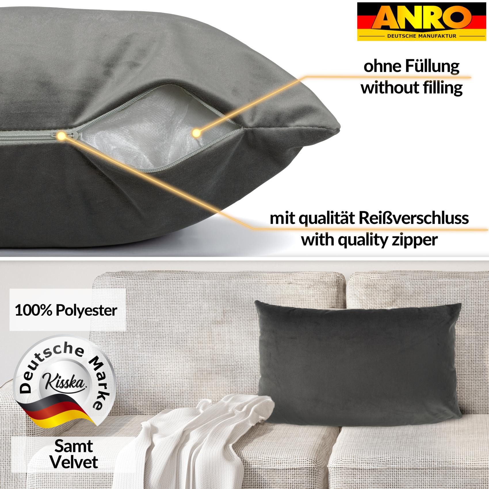 ANRO Dekokissen Kissenhülle MIT oder OHNE Füllung Kissenbezug Zierkissen, Kissenhülle in 30x50cm ohne Füllung Silbergrau