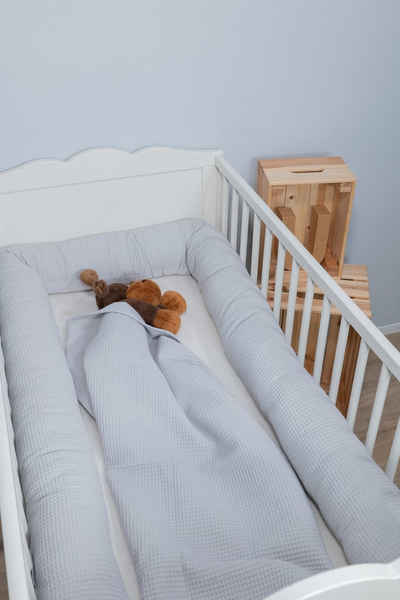ULLENBOOM ® Nestchenschlange »Bettschlange Baby 300 cm Grau, ideal als Baby Bettumrandung, (Made in EU)«, Bezug aus 100% Baumwolle, als Bettnestchen geeignet
