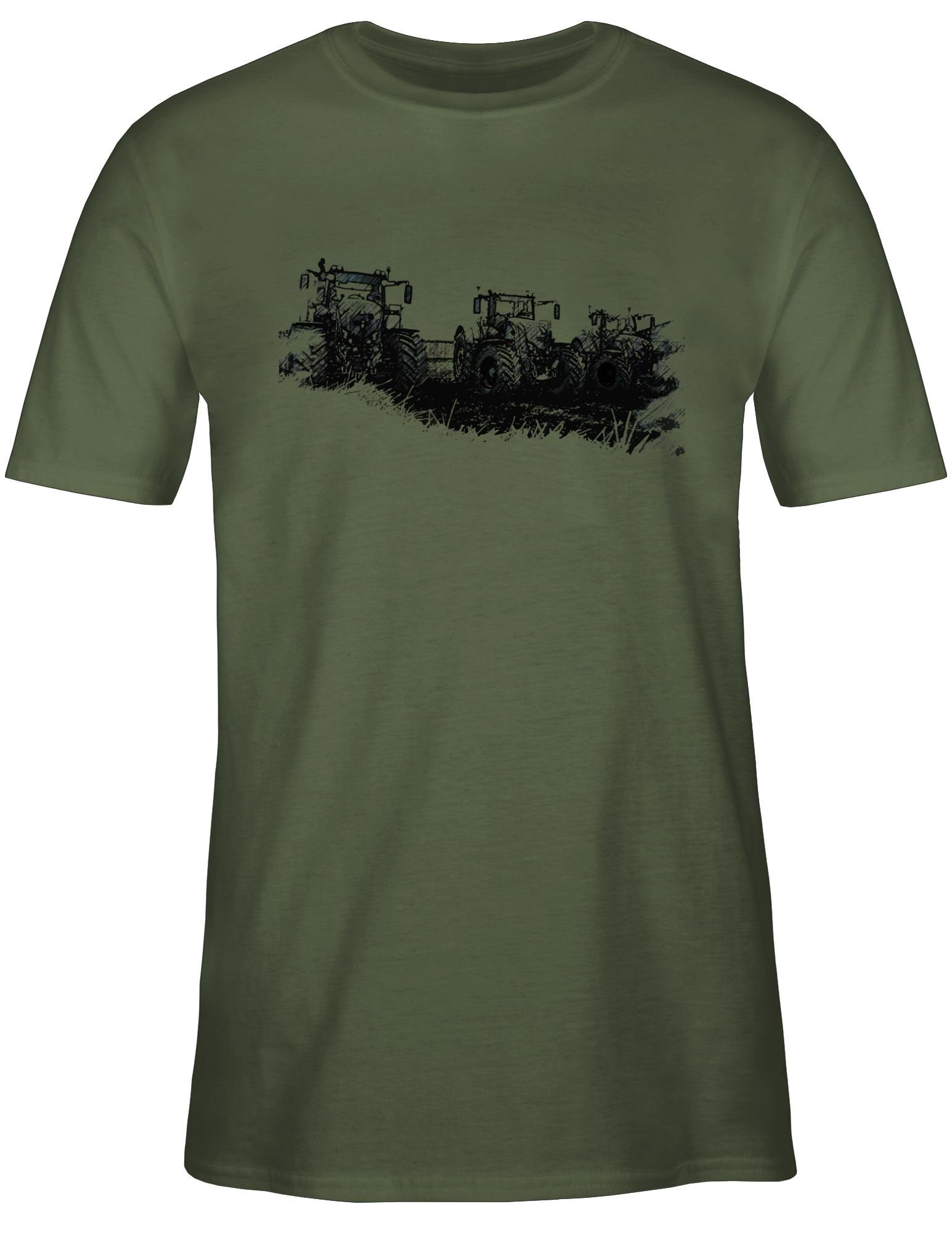 T-Shirt Traktoren Army Grün Wiese Traktor Shirtracer 2