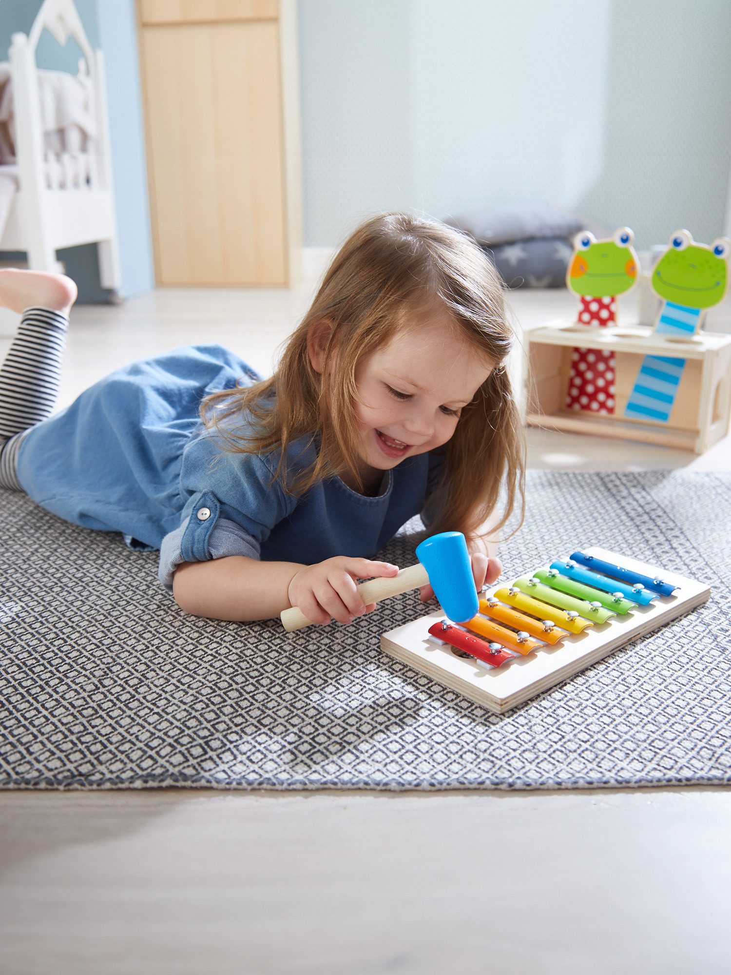 Haba Lernspielzeug Klang-Klopfbank Froschkonzert, unisex neutral