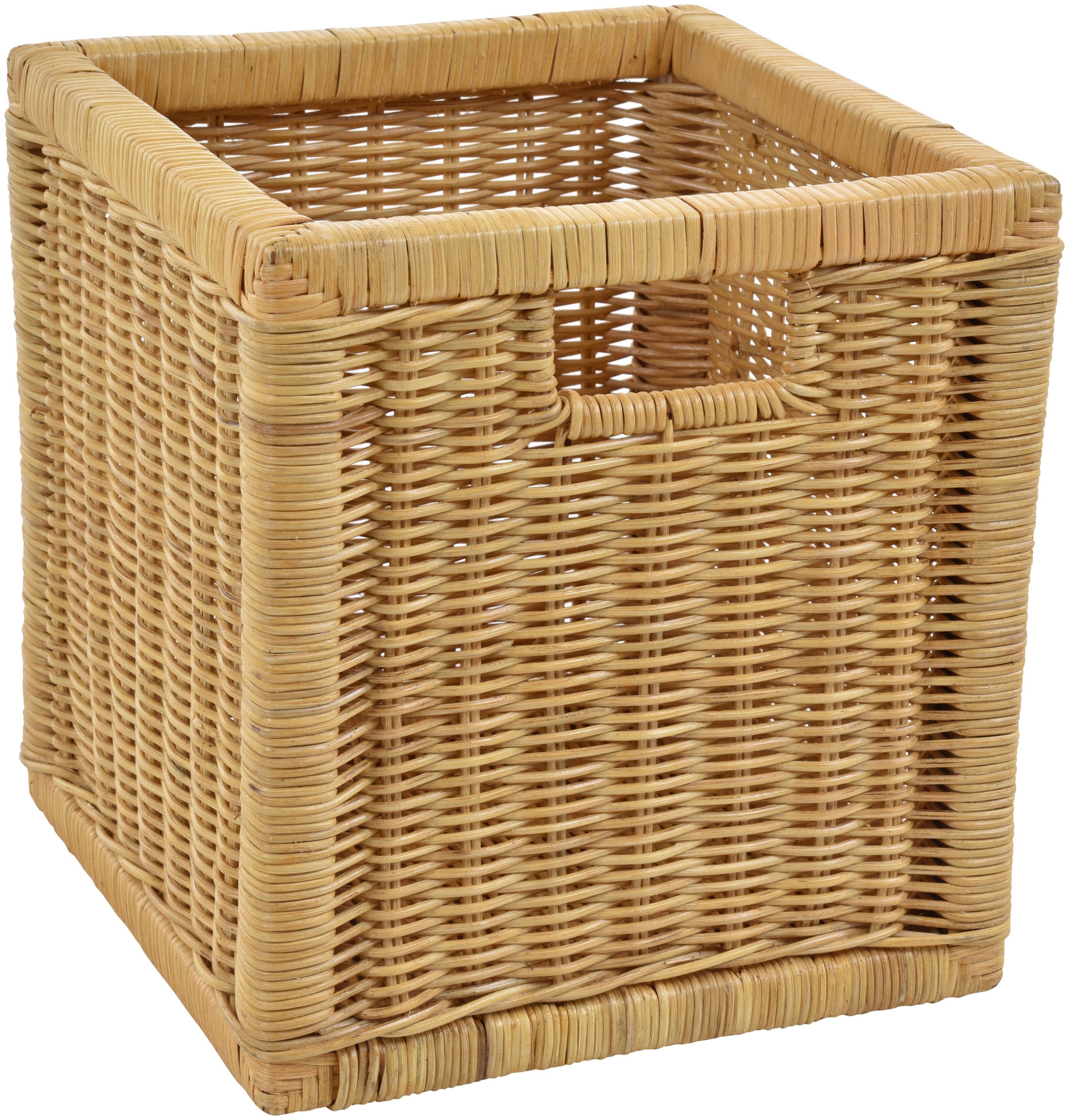 Krines Home Regalkorb Set/2 Regalkorb Aufbewahrungskorb geflochten Rattan (Quadratisch) (2-teiliges Set), Korbset Aufbewahrung Regal Schrankkorb Korb, ca. 28 x 29 x 30 cm