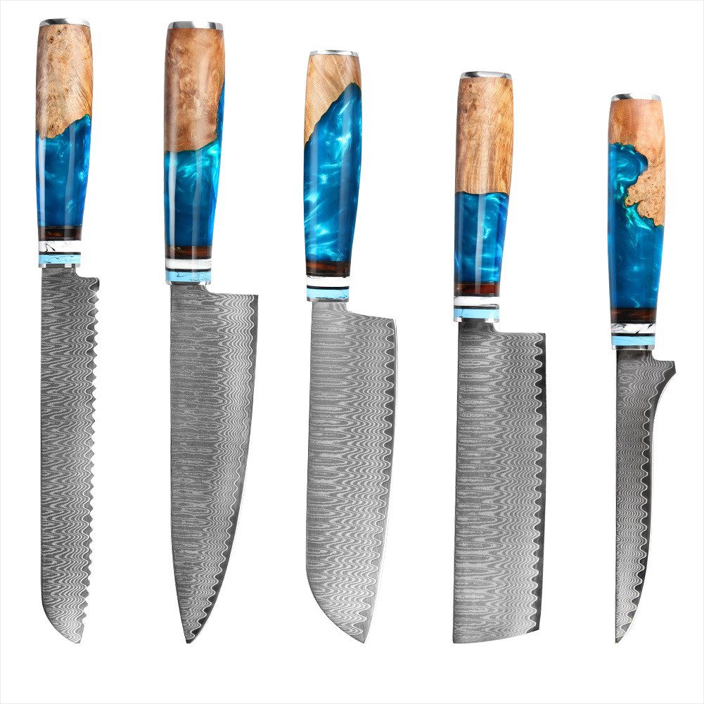 UniqueFire Messer-Set 5tlg.Damaststahl Küchenmesser Set mit Klingen von 15cm-20cm Länge (5-tlg)