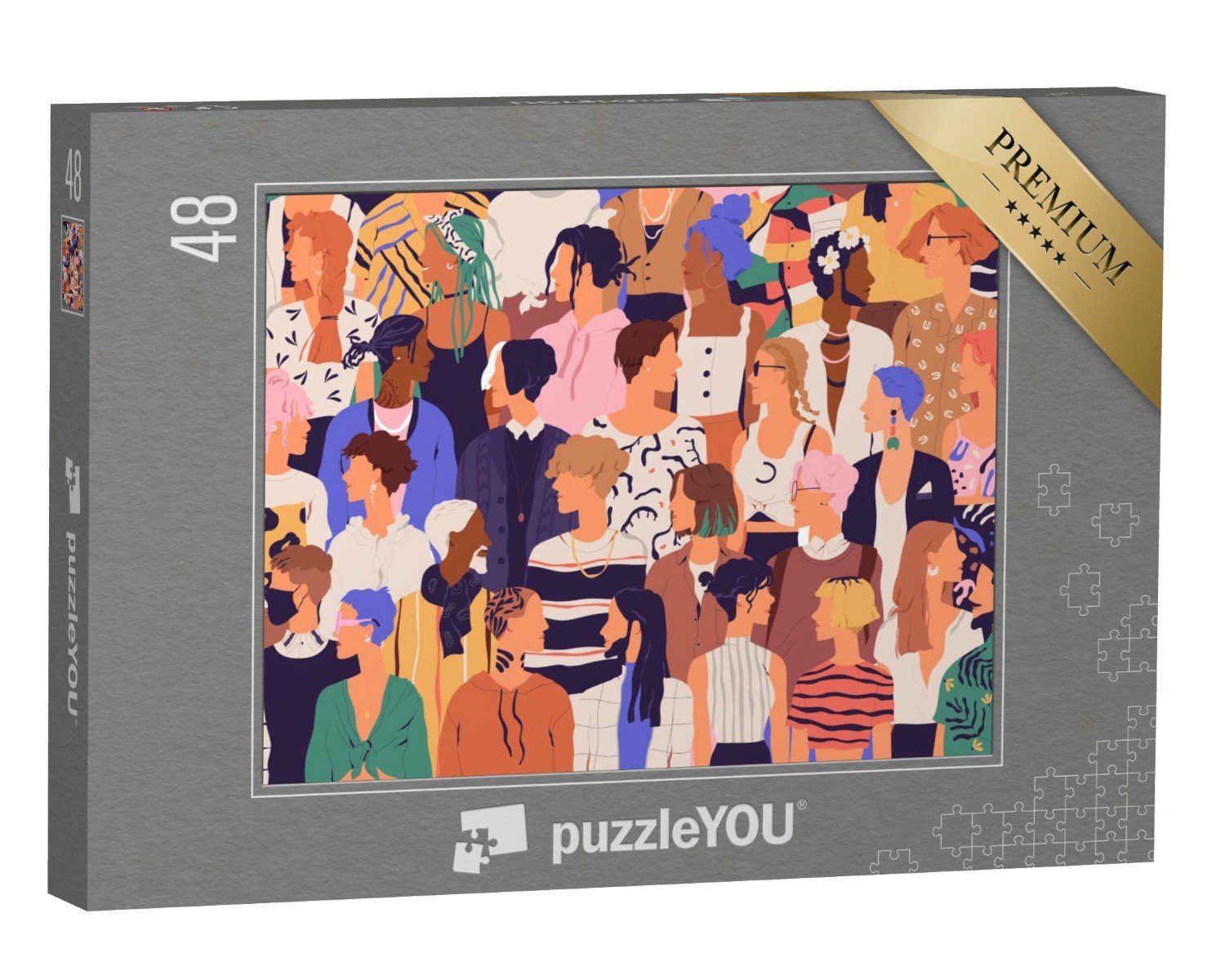 puzzleYOU Puzzle Männer und Frauen mit trendiger Hipster-Kleidung, 48 Puzzleteile, puzzleYOU-Kollektionen Kunst & Fantasy