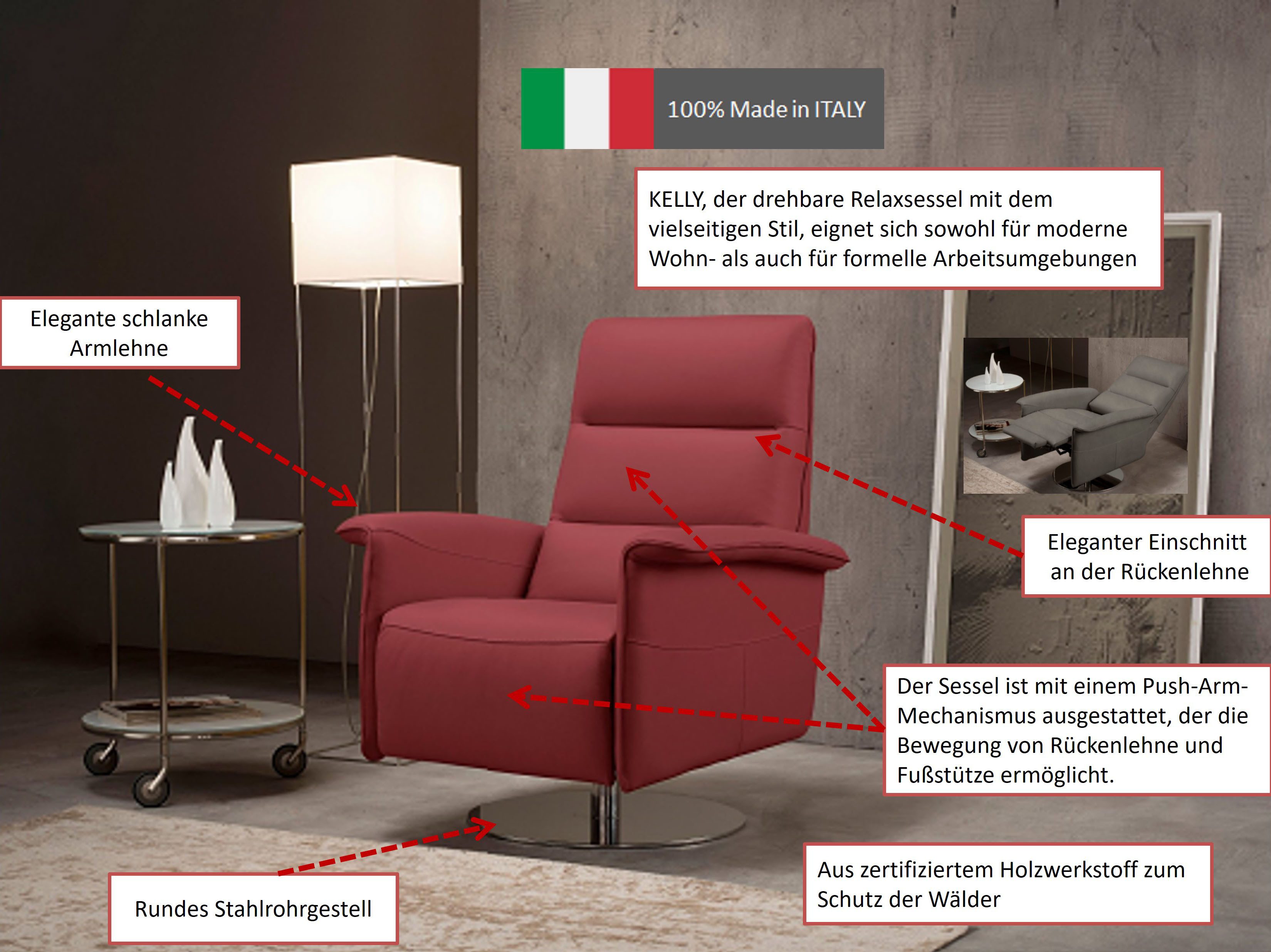 Egoitaliano Sessel Kelly Designsessel, drehbar, manuelle günstig online kaufen