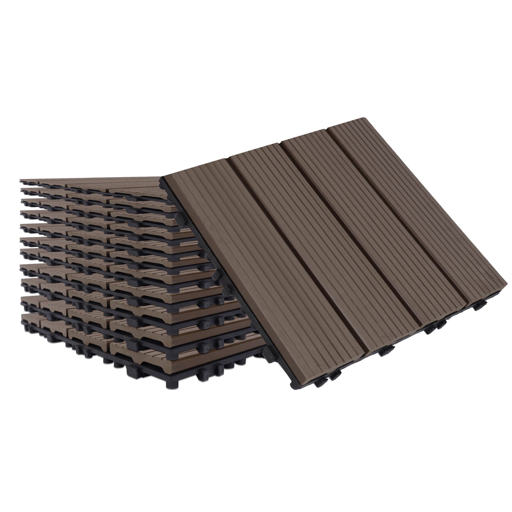 FIVMEN Terrassendielen WPC Fliesen Terrassenfliesen 30x30cm mit klicksystem, Hellbraun, (11-St), für Terrasse und Balkon