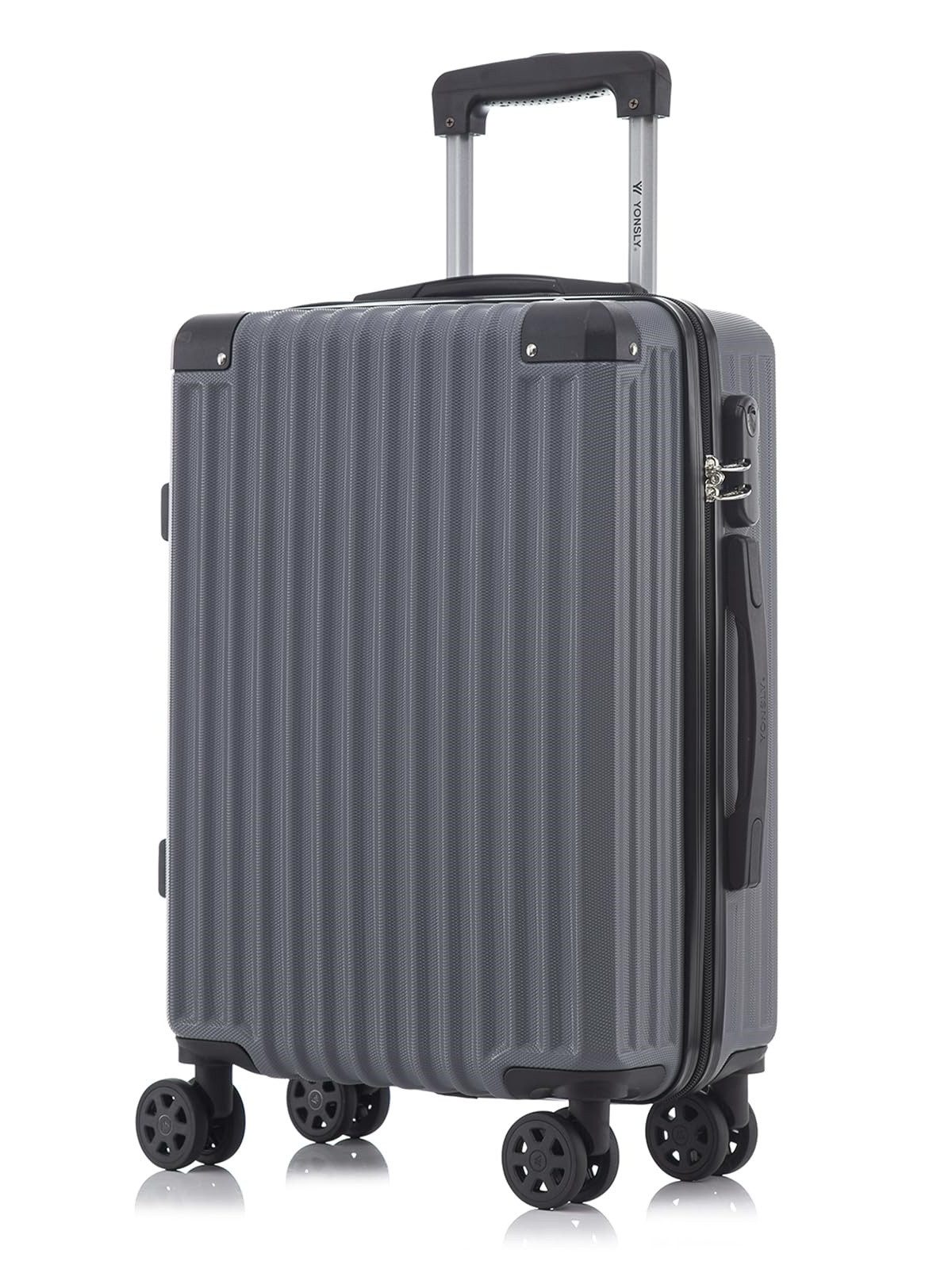YONSLY Koffer Hartschalen-Reisekoffer Trolley Handgepäck, 4 Rollen, ABS-Hartschale, Zahlenschloss, weicher Gummigriff