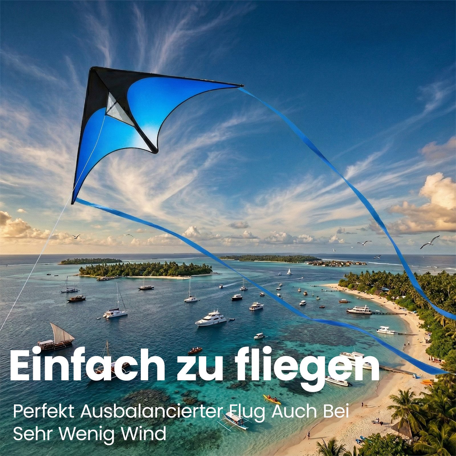 Youyijia Kite Großer Dreieckiger Drachen Stabil Outdoor-Freizeit, Mit Schnur, (1-tlg)