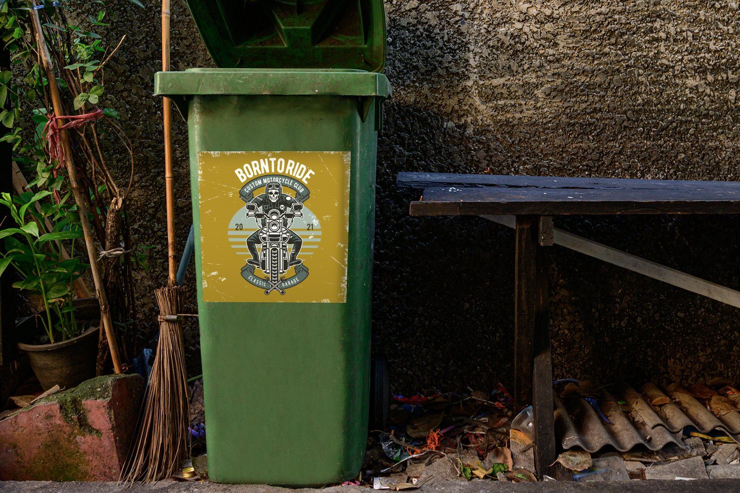 - Mülleimer-aufkleber, Motor (1 MuchoWow Totenkopf Container, Mülltonne, Abfalbehälter Mancave Wandsticker St), Vintage Sticker, - -