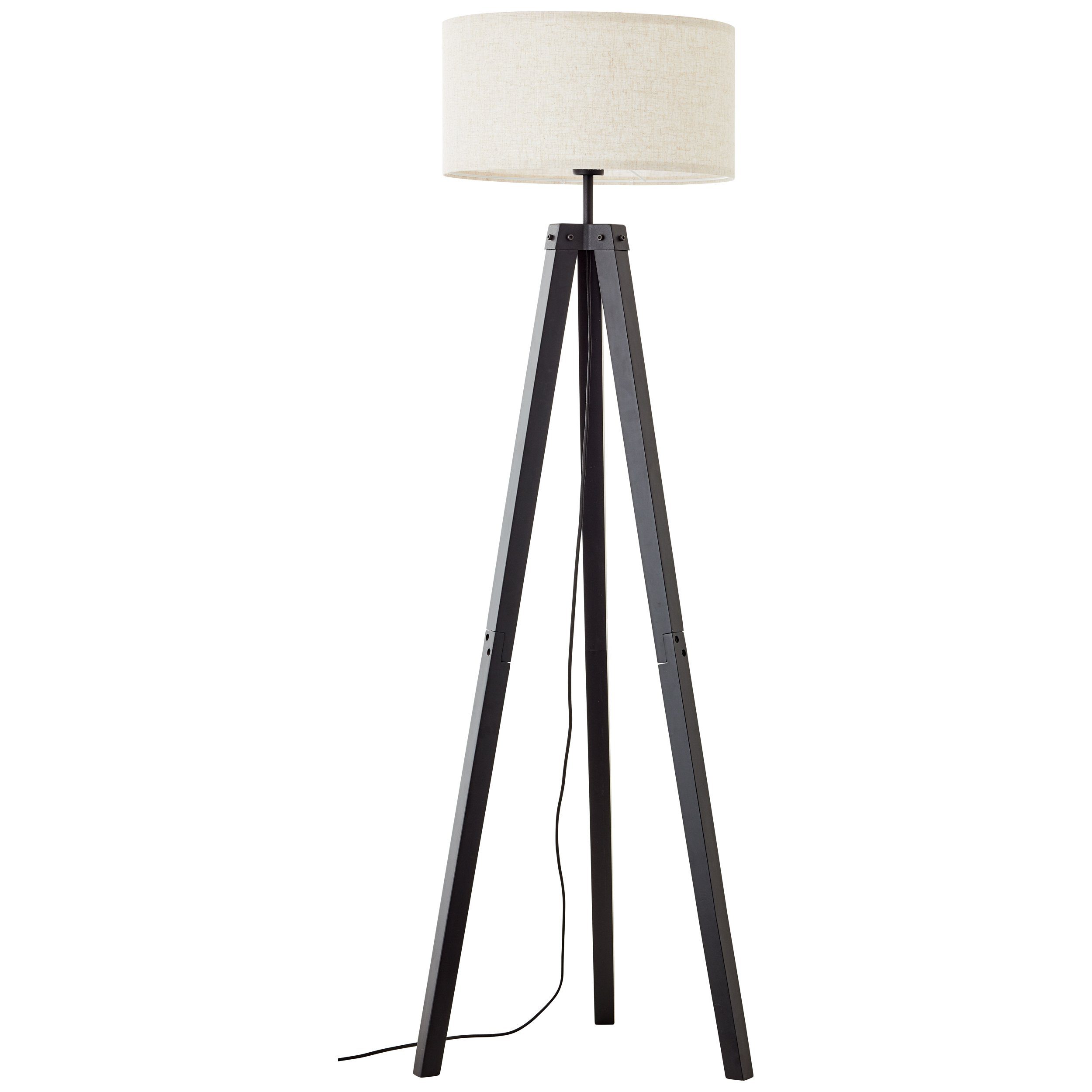 Höhe, Stehlampe, Dreibein schwarz/beige E27, ohne Stoff-Schirm 148 51cm, Lampe, Ø Leuchtmittel, - Lightbox cm