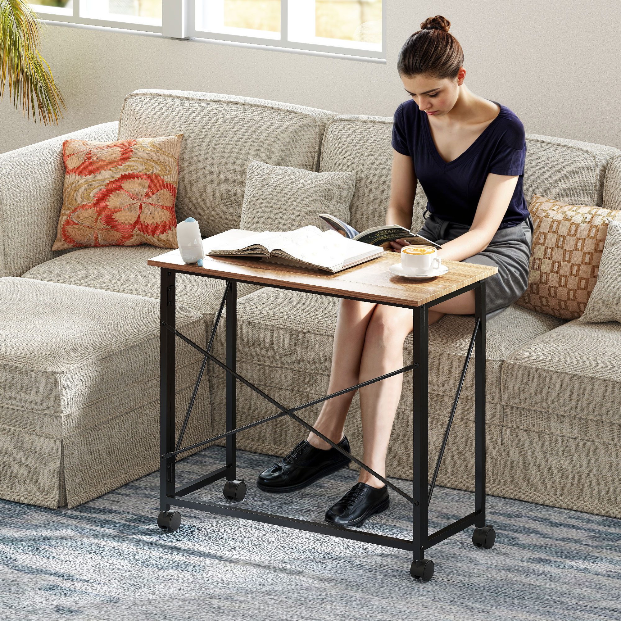 HOMCOM Schreibtisch Klappbar Klein 80 cm mit Rollen (Klapptisch, 1-St., Kla günstig online kaufen