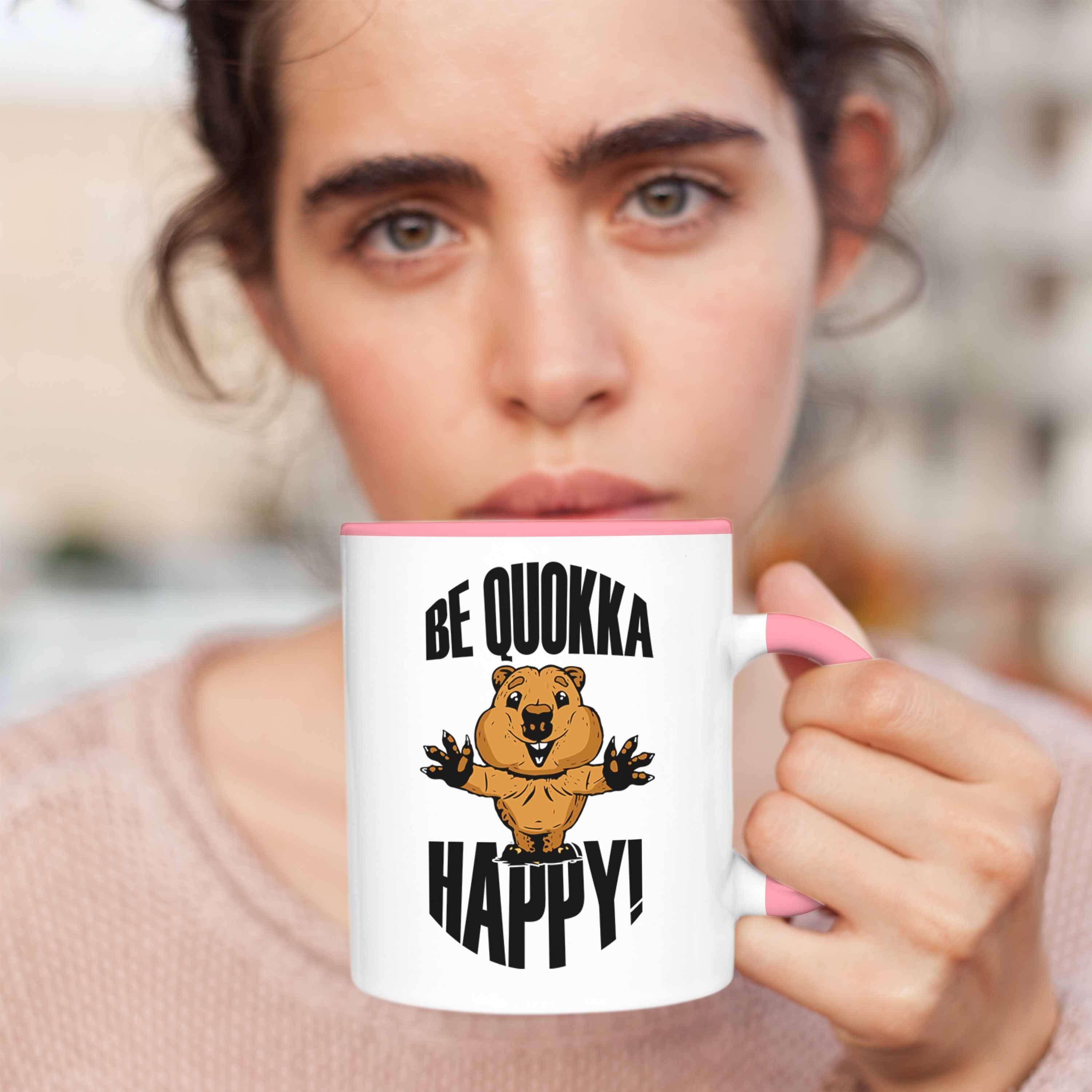 Quokka Trendation Quokka-Motiv Be für Ha Geschenk Quokka Rosa Liebhaber Tasse Tasse Lustige