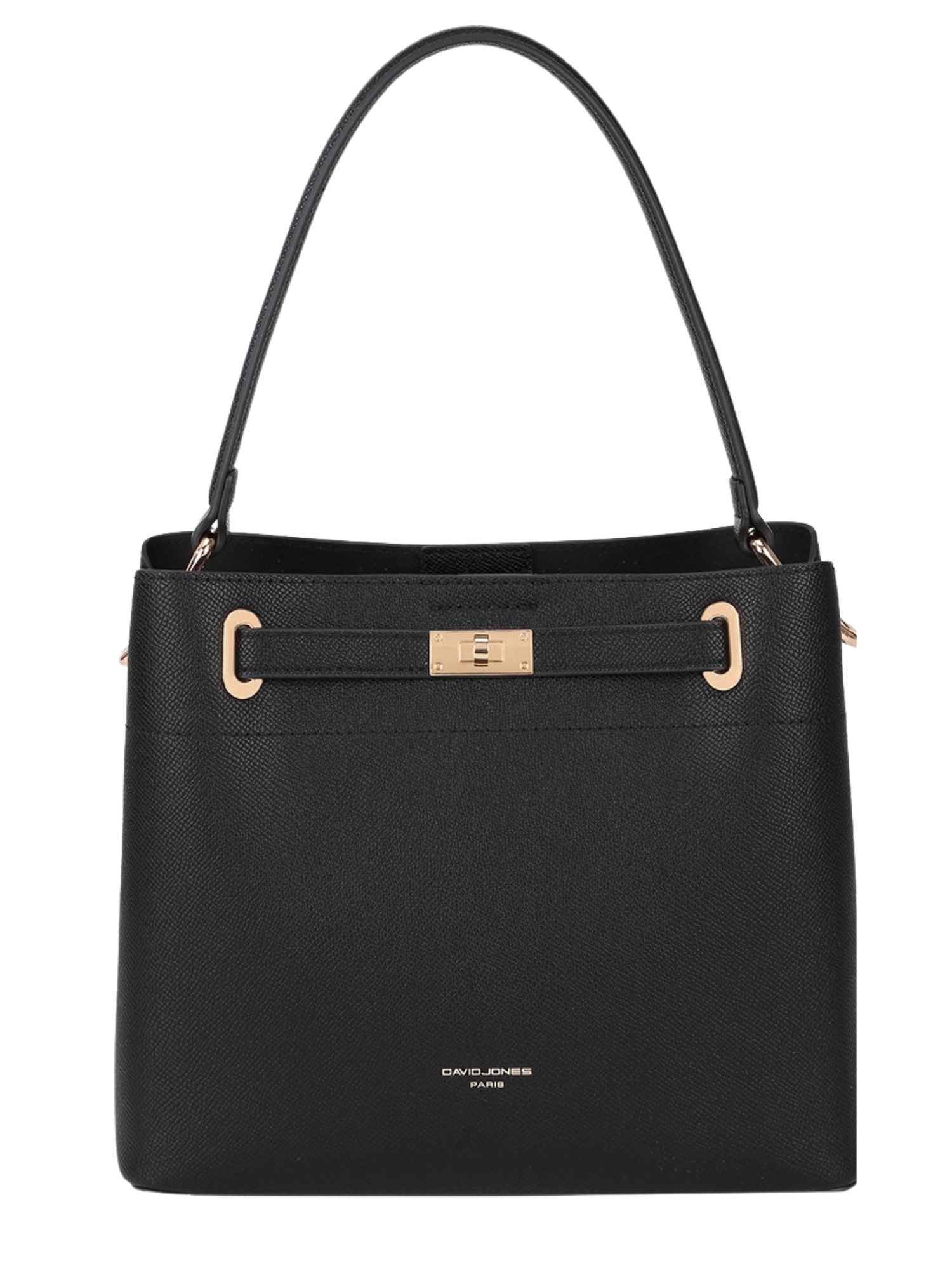 David Jones Schultertasche David Jones City-Symphony Bucket Bag, Multi-Fach-Design, Kunstleder, Saffiano-Optik.