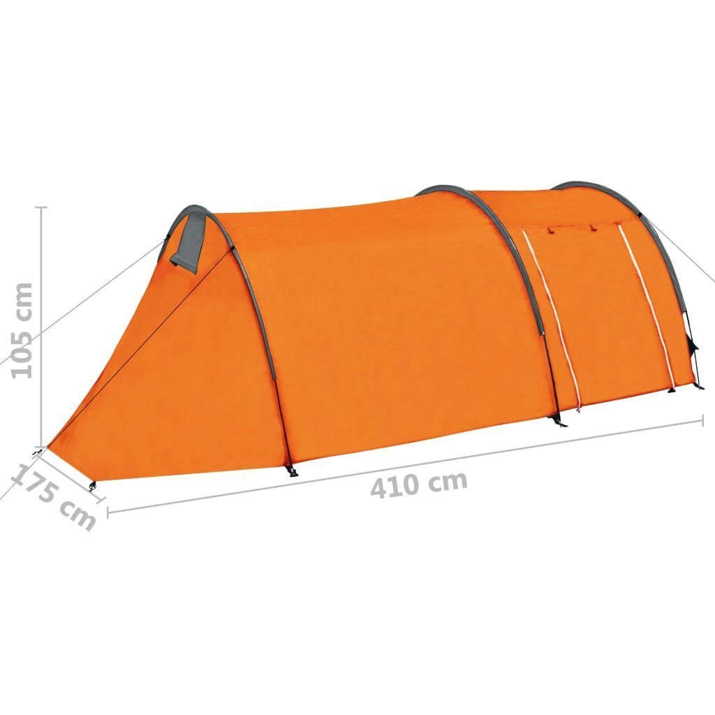 Orange Personen vidaXL Campingzelt 4 Familienzelt und Wurfzelt Kuppelzelt Grau