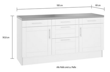 OPTIFIT Küche Ahus, 180 cm breit, ohne E-Geräte, Soft Close Funktion, MDF Fronten