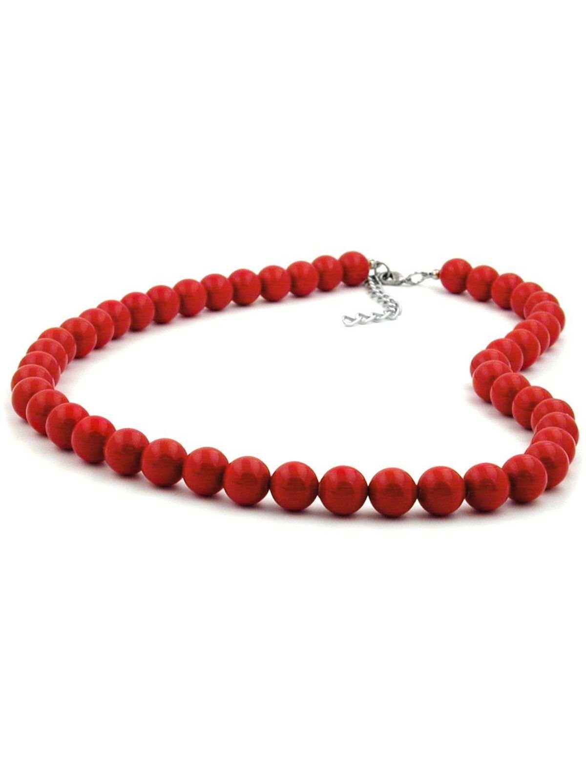 Gallay Perlenkette Kette 10mm Kunststoffperlen rot-glänzend 60cm