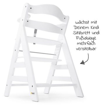 Hauck Hochstuhl Alpha Plus White (Set), Mitwachsender Holz Baby Kinderhochstuhl mit Sitzauflage - verstellbar