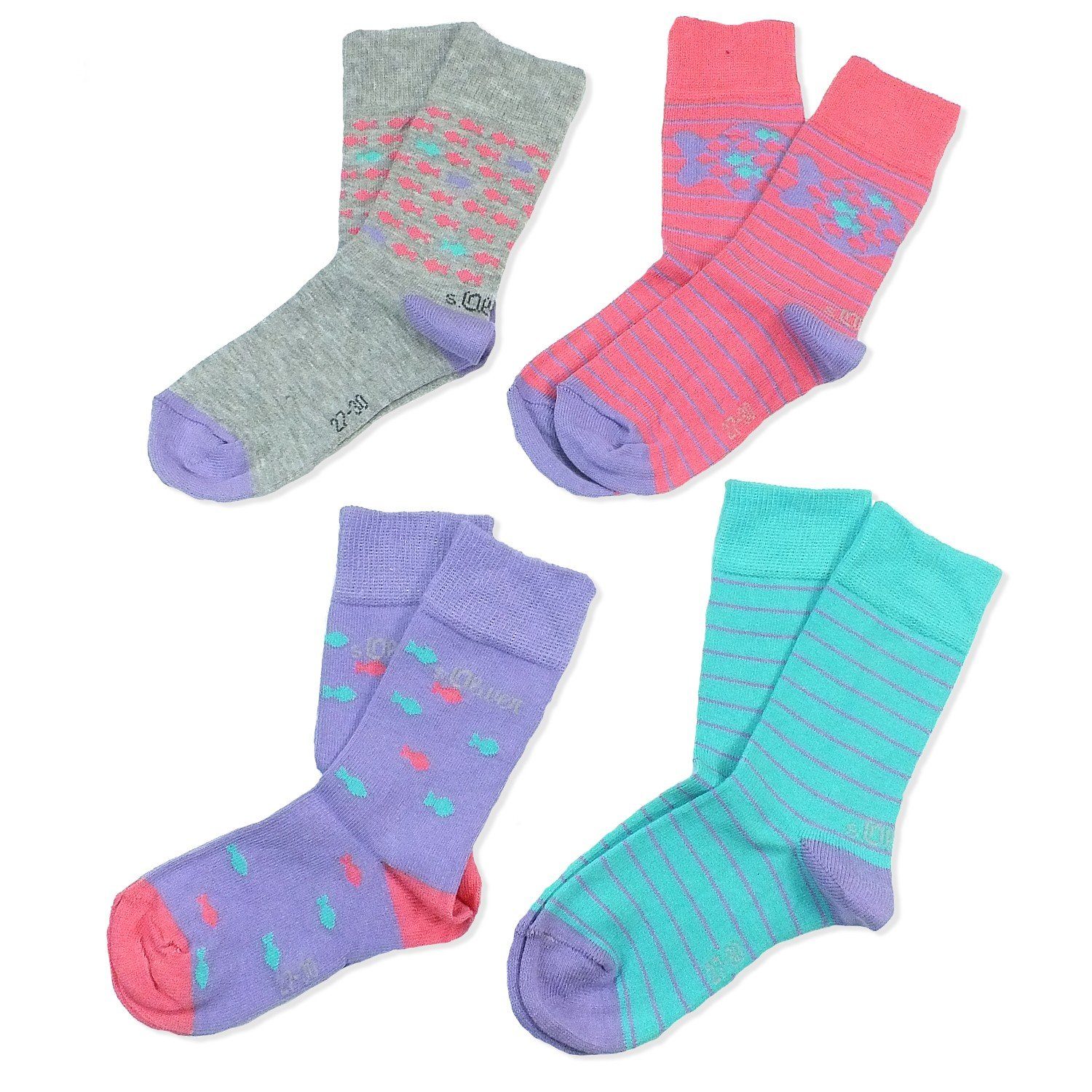 s.Oliver Langsocken S20339 (Set, 4-Paar, 4 Paar) Kinder Socken, Jungen & Mädchen mit Baumwolle, Kindersocken