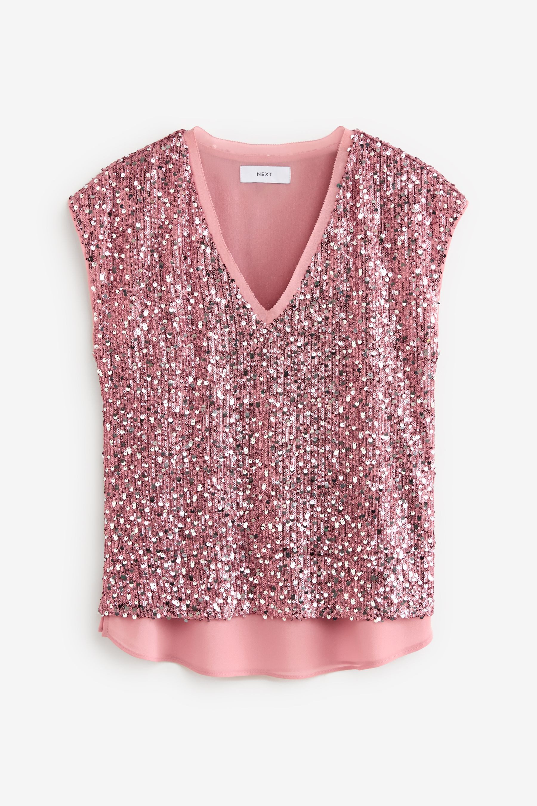 Next Paillettenshirt Oberteil mit V-Ausschnitt und Paillettenbesatz (1-tlg) günstig online kaufen