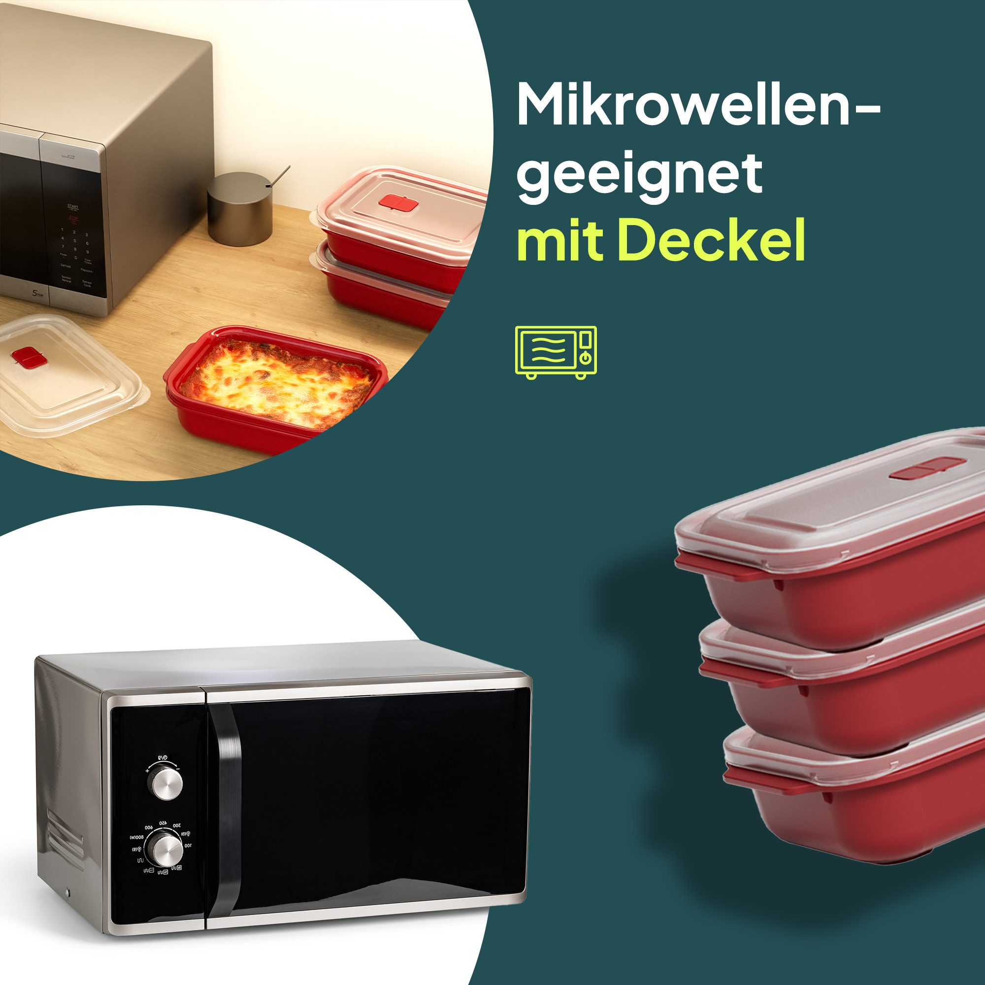 uandu home Frischhaltedose Frischhaltedosen mit Deckel, Mikrowellen Geschirr, BPA Frei Plastikbox, (Set, 3er Set), Vorratsdosen Luftdicht Set, Meal Prep Boxen – Bild 5 von 5