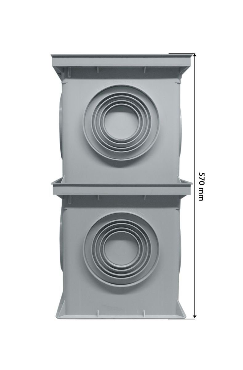 Marley Deutschland GmbH Erdschacht 300x300mm Einlaufschacht + Schacht ohne Boden + Schachtdeckel, 30x30x58 cm, 3-St., laugen- und säurebeständig, begehbar