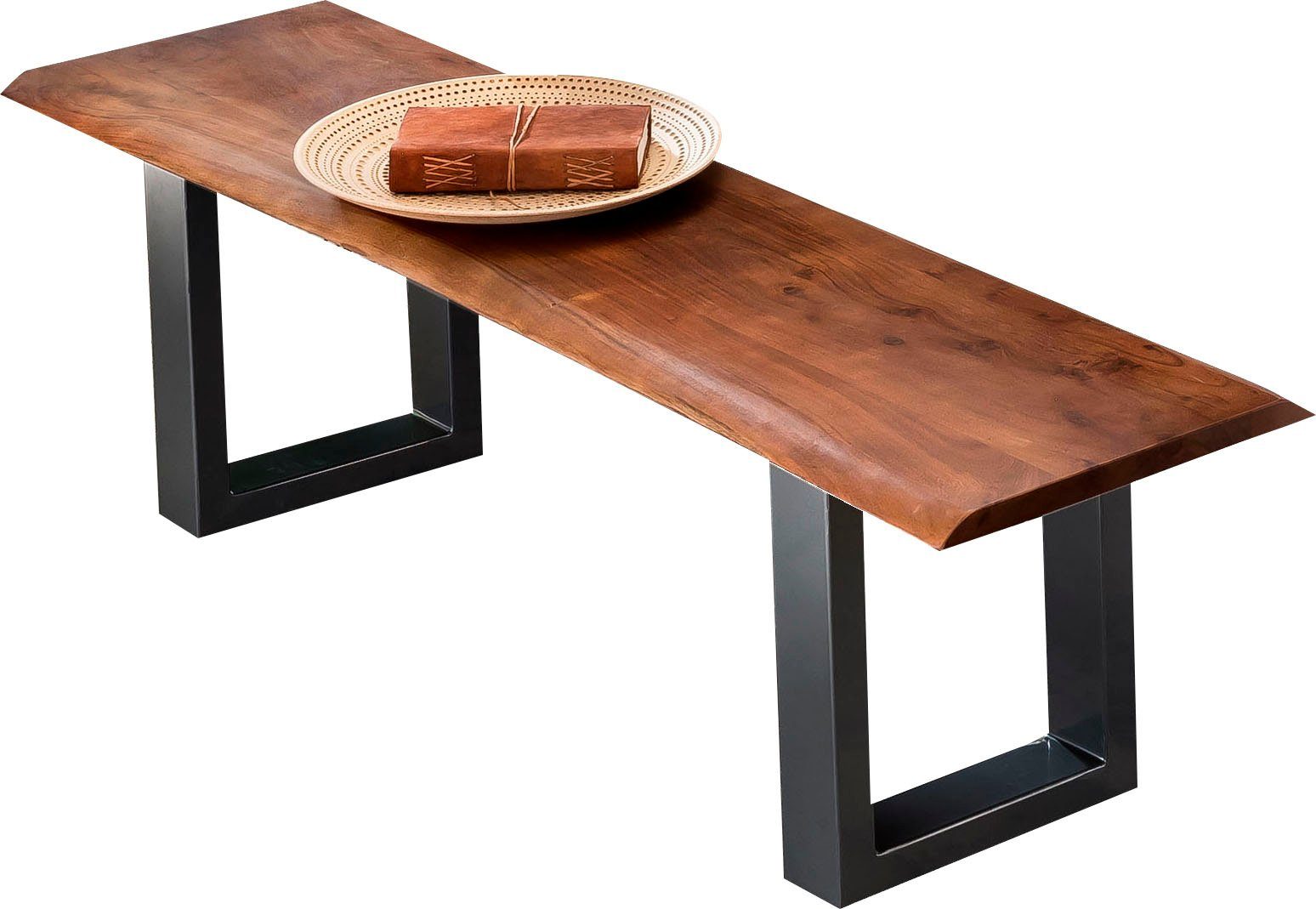 SIT Bank Tables&Tops, aus massiver Akazie, mit schwarzem Metallgestell