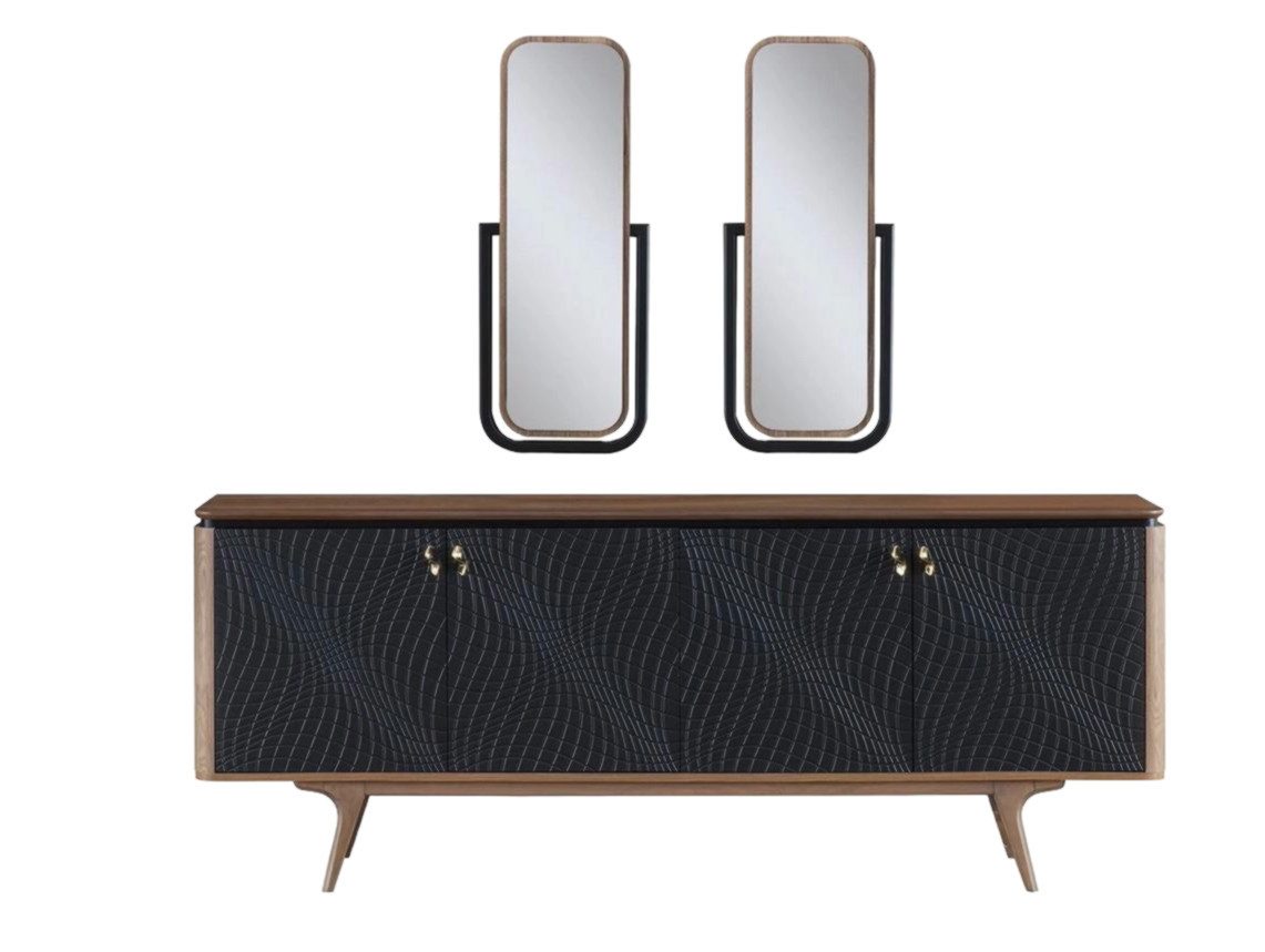 Sideboard 3-teiliges modernes Esszimmer-Set mit Anrichte und 2 Spiegeln