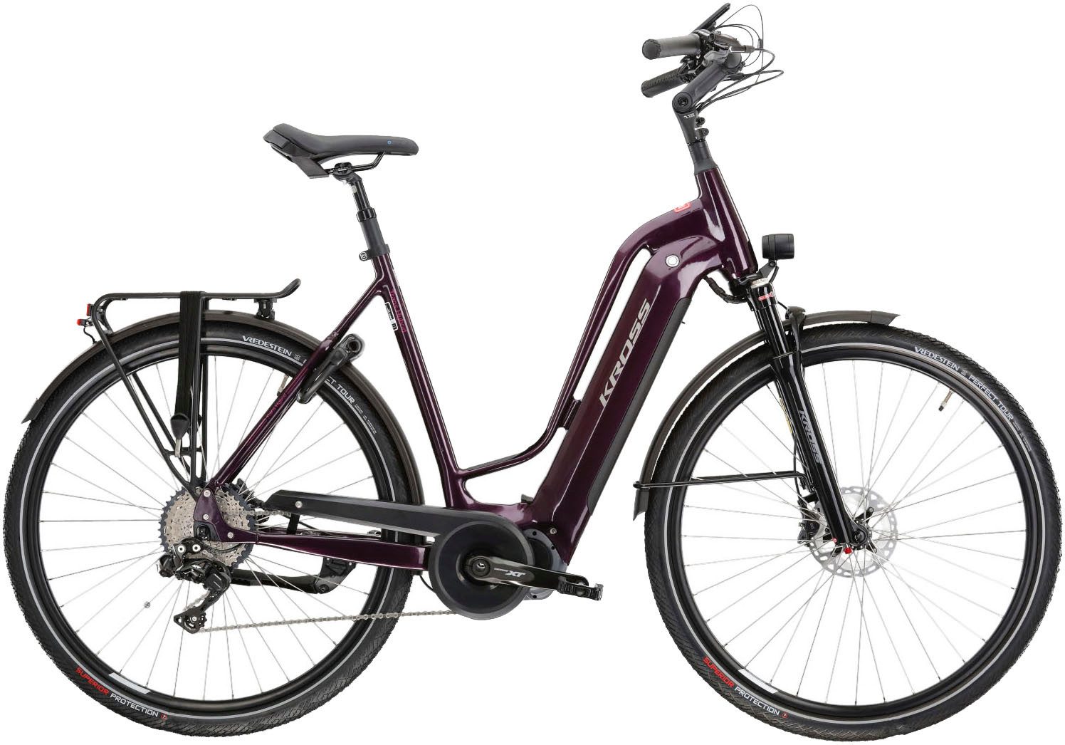 Kross E-Bike Trekkingrad E-Trekkingrad Trans Hybrid Prestige 630 28 Zoll lila, 11 Gang Shimano DEORE XT DI2 M8050 Schaltwerk, Kettenschaltung, Mittelmotor, 630 Wh, Pedelec, Elektrofahrrad für Damen