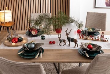 my home Weihnachtsfigur Laurits, Weihnachtsdeko (Set, 2 St), niedlicher Hirsch mit Pulli, Höhe ca. 11 + 21 cm