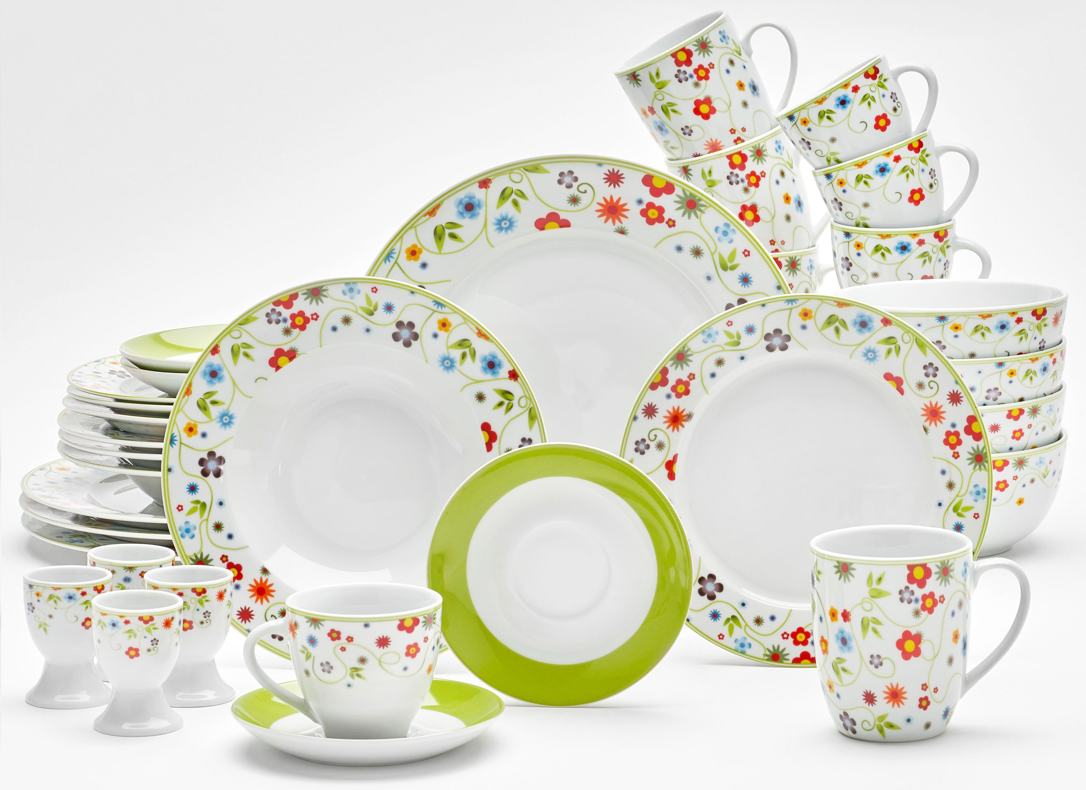 van Well Tasse Vario, 6-tlg., Porzellan, spülmaschinen- und mikrowellengeeignet, 6-teilig