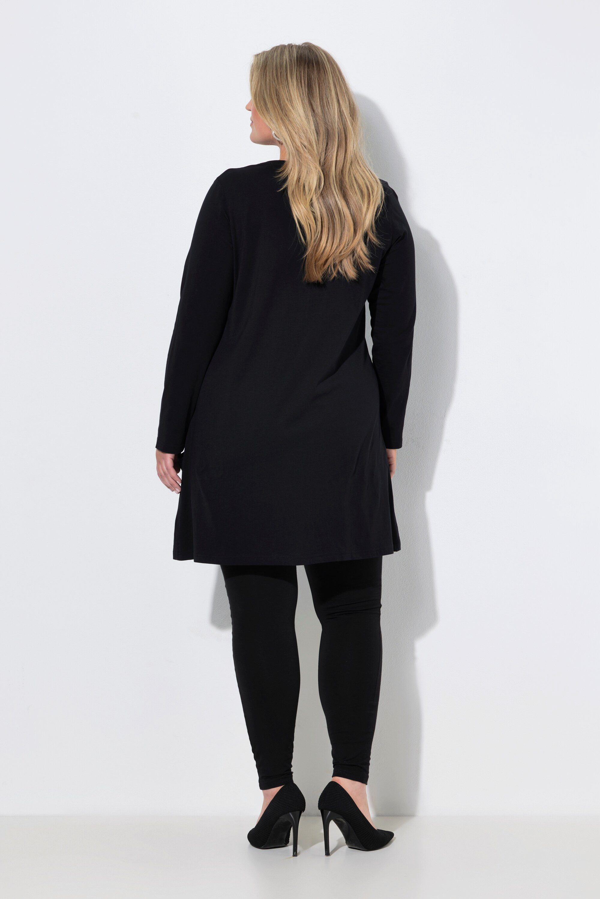 Ulla Popken Longshirt Longshirt Taschen A-Linie V-Ausschnitt Langarm – Bild 3 von 4