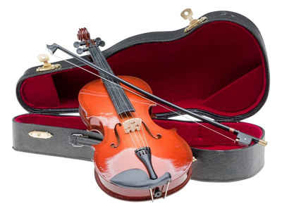 Aubaho Dekoobjekt Miniatur Geige 25cm Violine mit Bogen und Koffer Deko Antik-Stil ohne Funktion