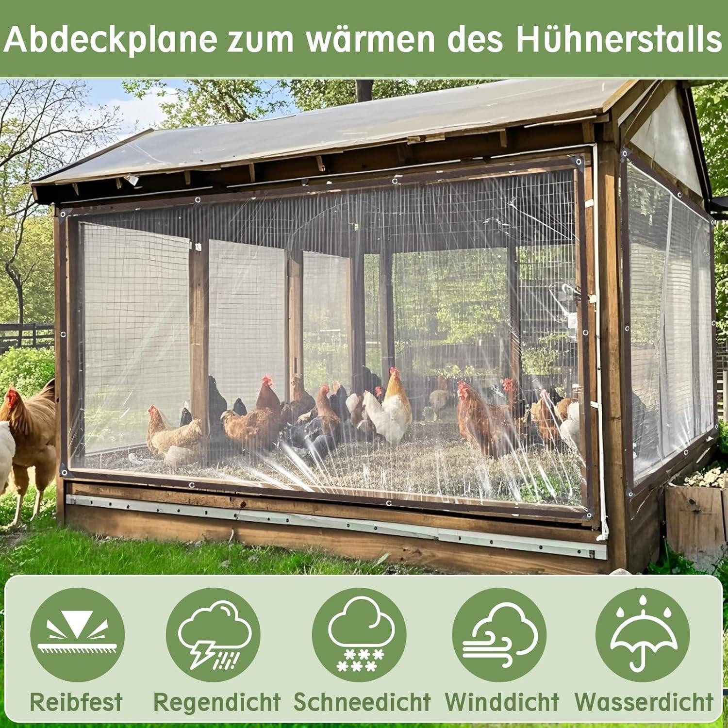LuxusKollektion Schutzplane Transparente Plane mit Ösen 3x3m wasserdicht, PVC klarsichtplane