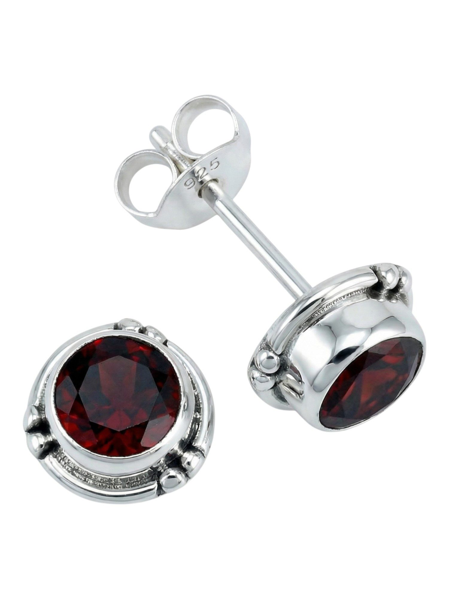Paar Ohrstecker LITANG aus 925 Silber mit Granat facettiert