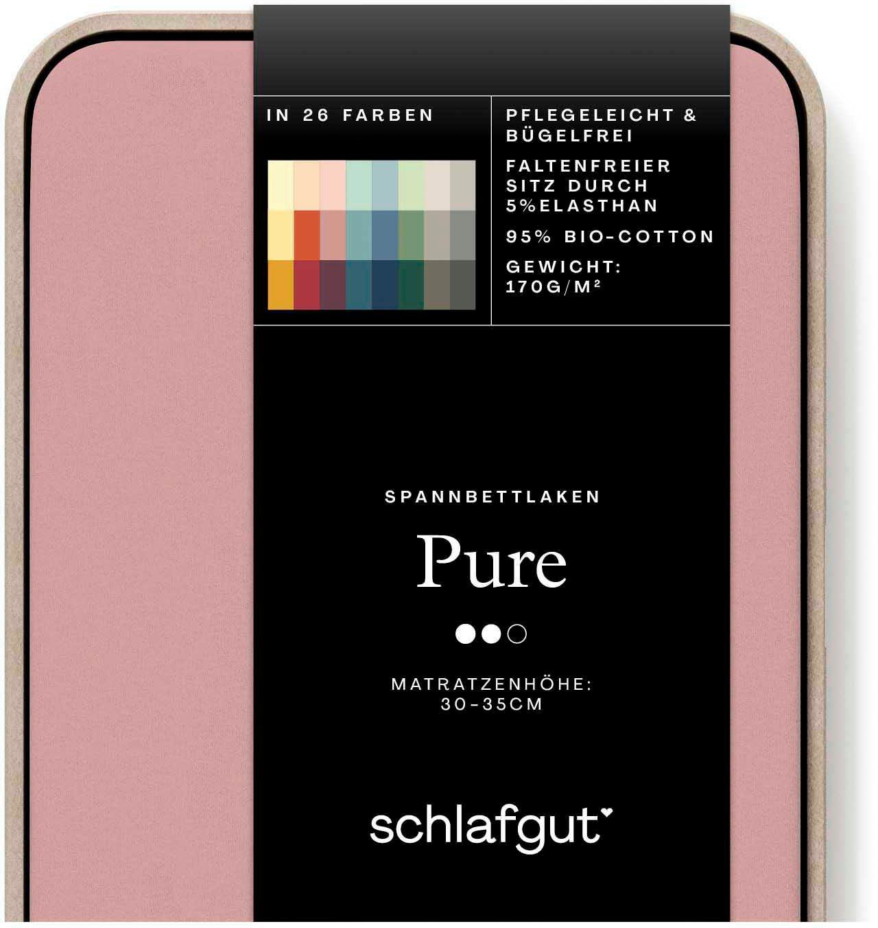 Schlafgut Spannbettlaken PURE Bio-Baumwolle mit Elasthan, 170 g/m², Bettlaken, Spannbetttuch, Jersey, Gummizug: rundum, (1 Stück), PREMIUM Laken für Matratzen b – Bild 4 von 5