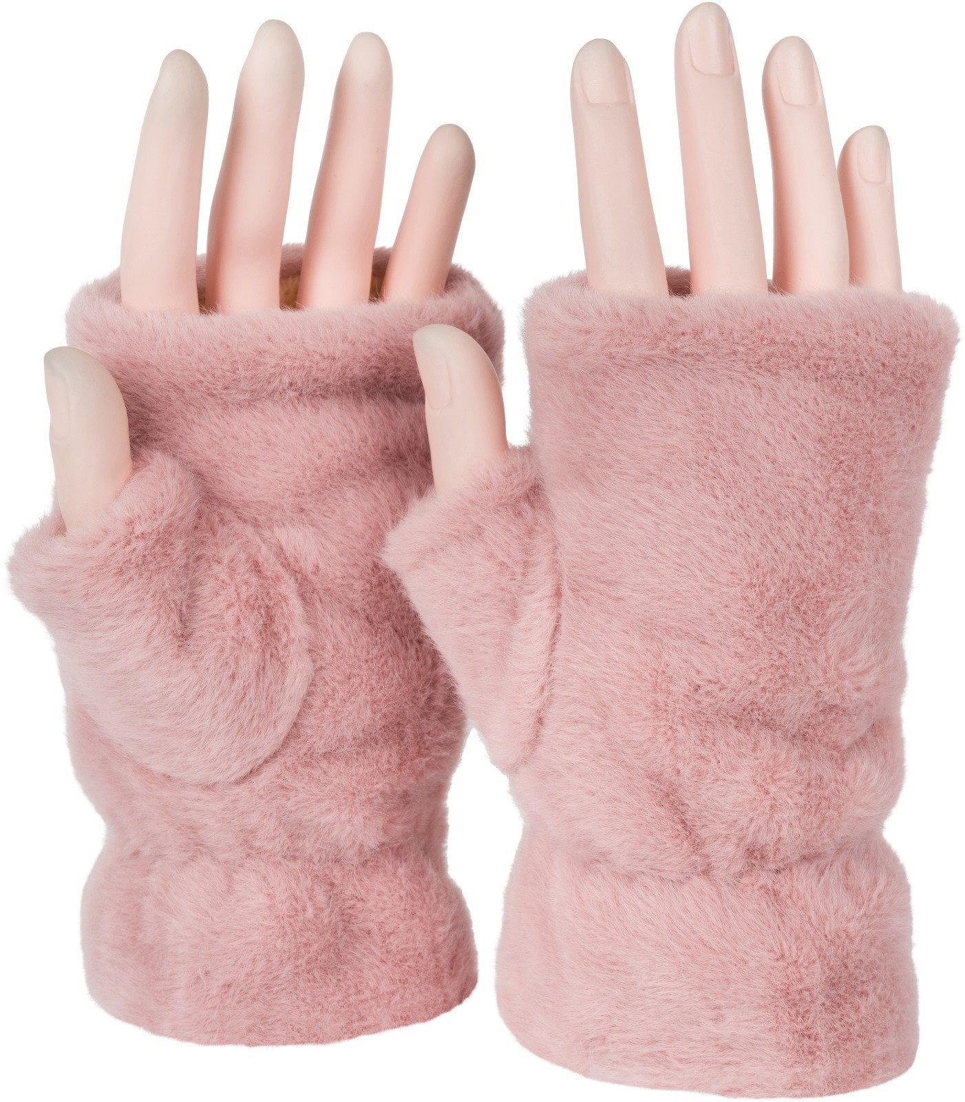 styleBREAKER Fleecehandschuhe Fingerlose Handschuhe Kunstfell Einfarbig günstig online kaufen