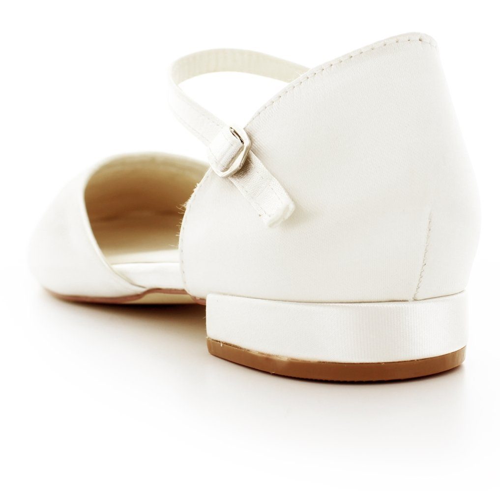 White Lady 871 ivory - flache Satin-Brautschuhe Ballerina