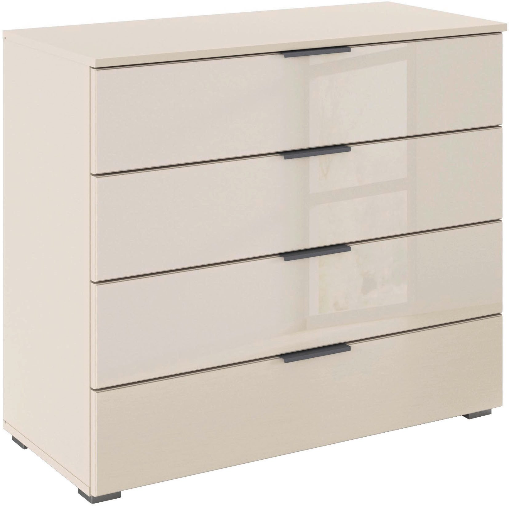 OTTO home Schubkastenkommode Sideboard Schubladenkommode Schubladenkommode AGORDO mit Glasfront (in zwei Griff-Farben, Breite 80 cm), vier große und geräumige Schubladen mit viel Stauraum MADE IN GERMANY