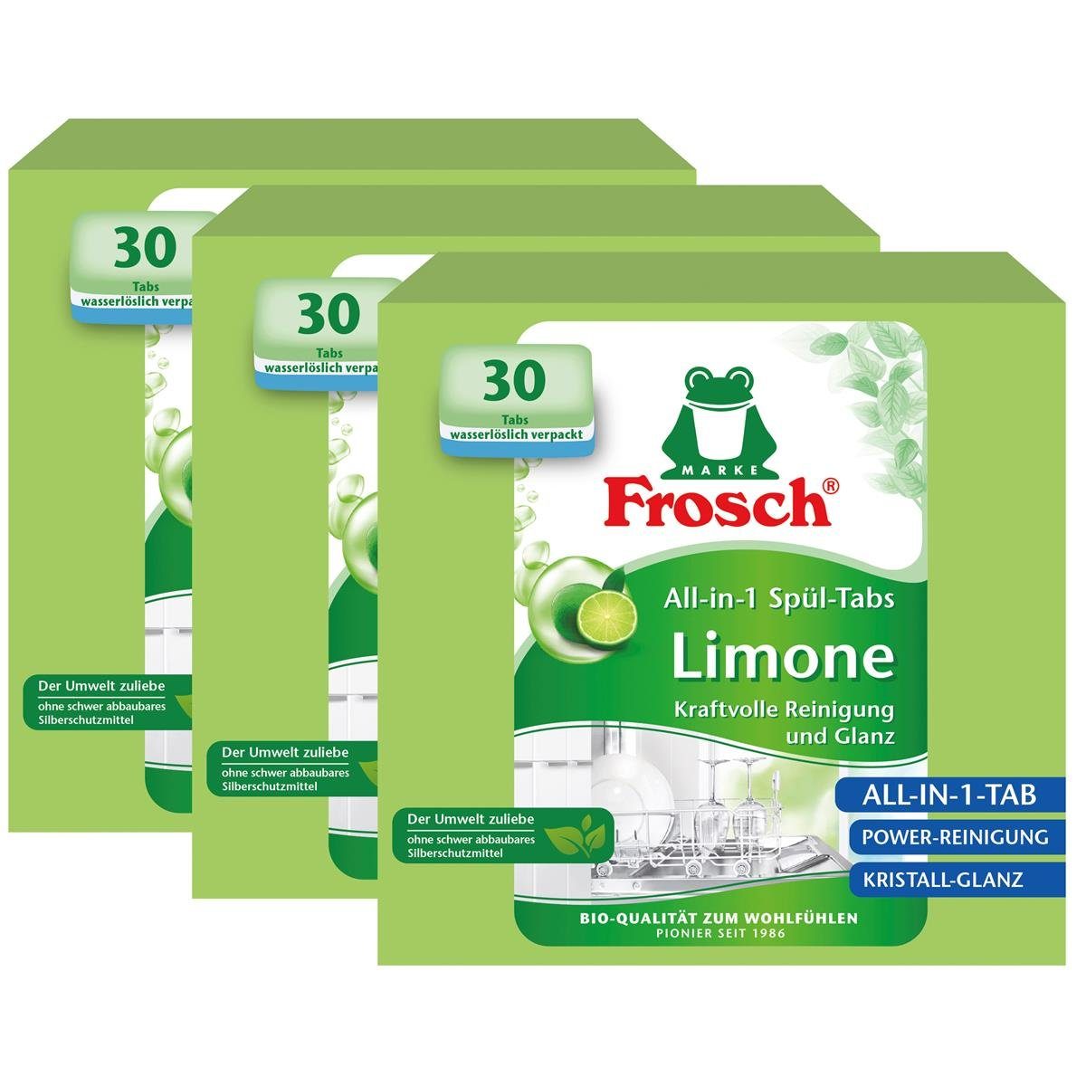 Frosch All-in-1 Spülmaschinen Tabs Limone 30 Tabs - Kristall-Glanz (3e Spülmaschinenreiniger
