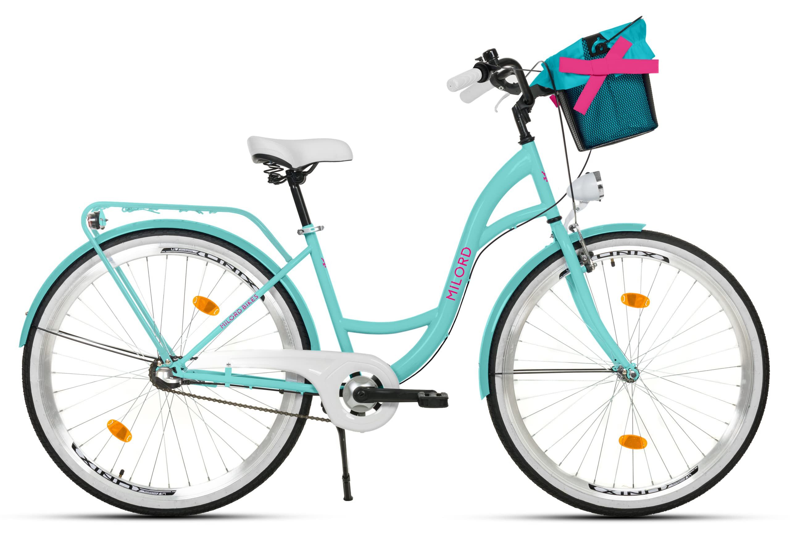 Milord Cityrad Milord City Fahrrad Korb Damenfahrrad, 28/26 Zoll, Blau, 3-Gang, 3 Gang, (Fahrradständer, Gepäckträger, Klingel, Korb, Kotflügel)