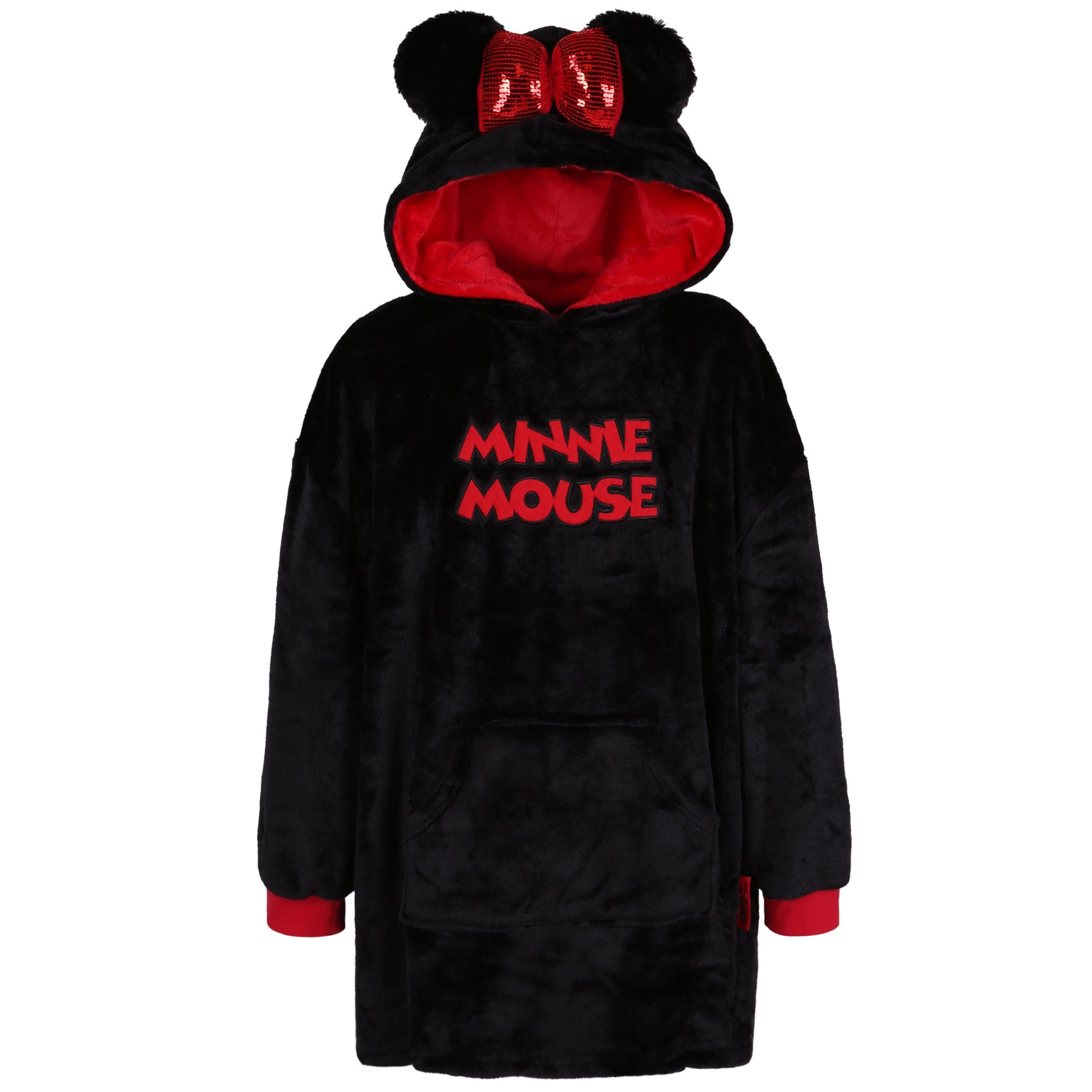 Sarcia.eu Kinderbademantel Schwarz-roter Mädchen Pullover/Bademantel/Decke, Minnie Maus S/M