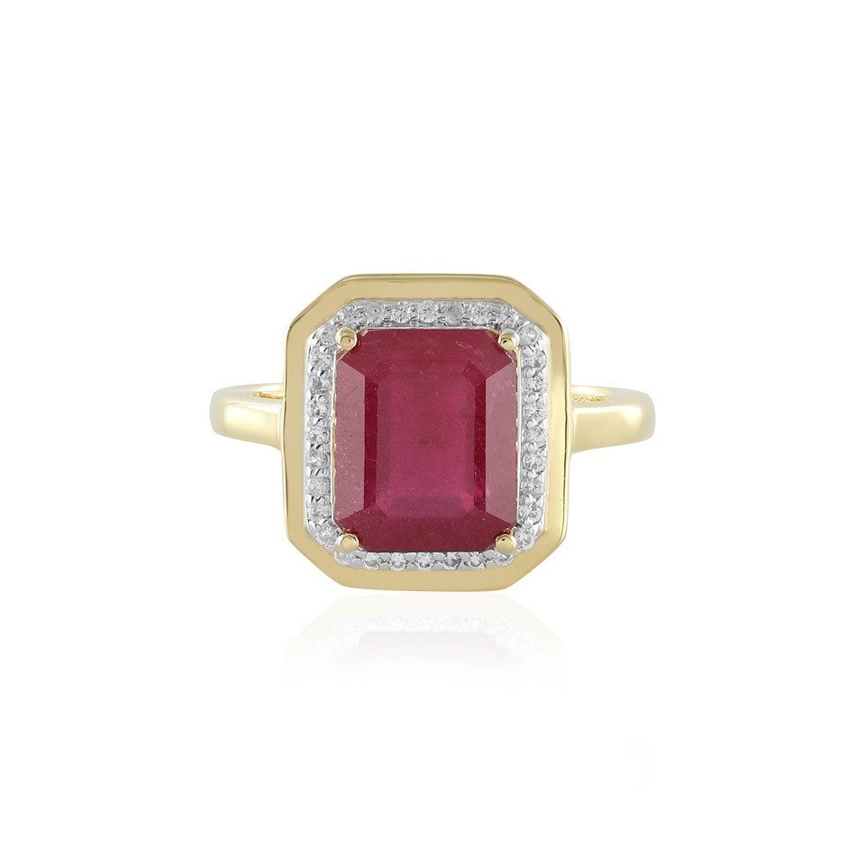Silberring Madagaskar-Rubin Goldplattierter Silberring, 4,1ct